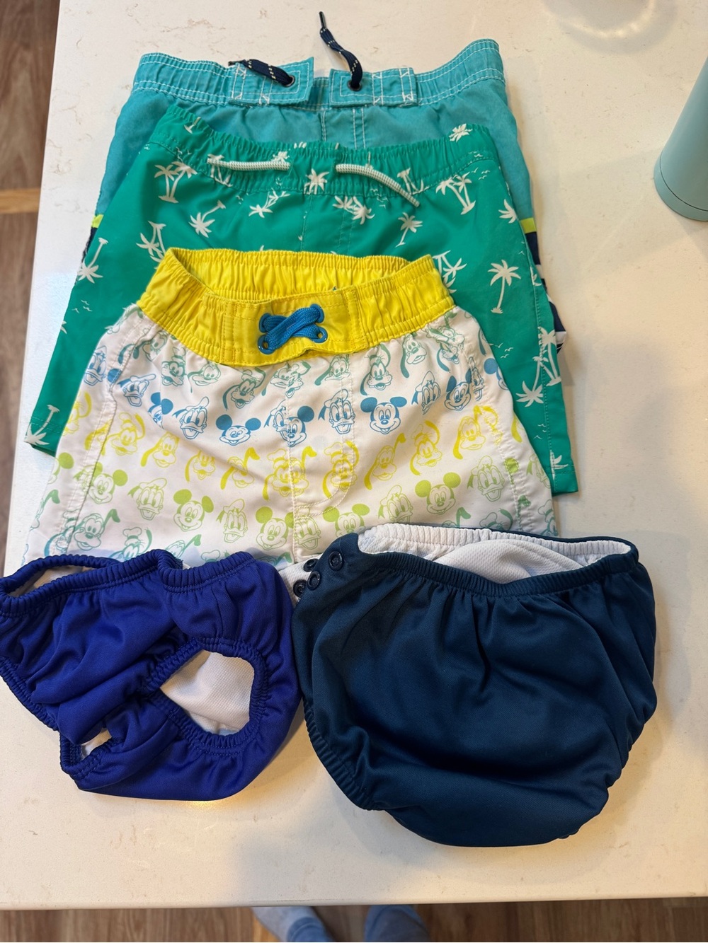 Boys 2T Swim Lot 3 suits/2 diapers
